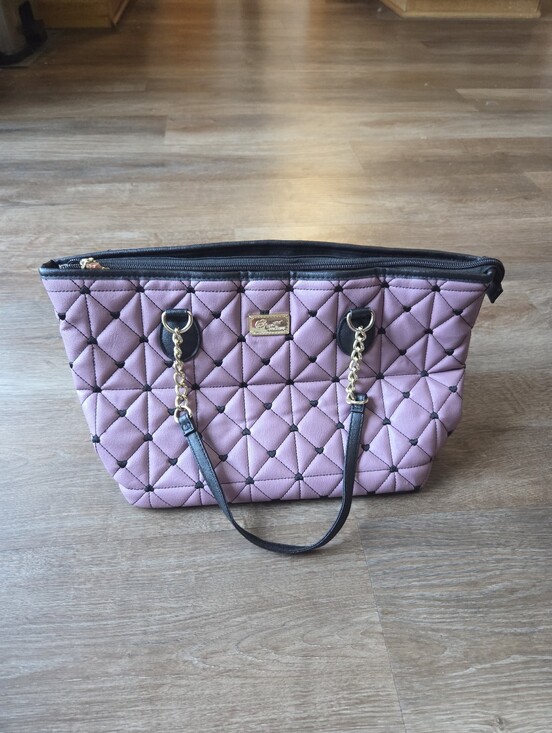 Betsey Johnson Handbags - Luv Betsey by Betsey Johnson Black and Purple Quilted Tote Bag Purse